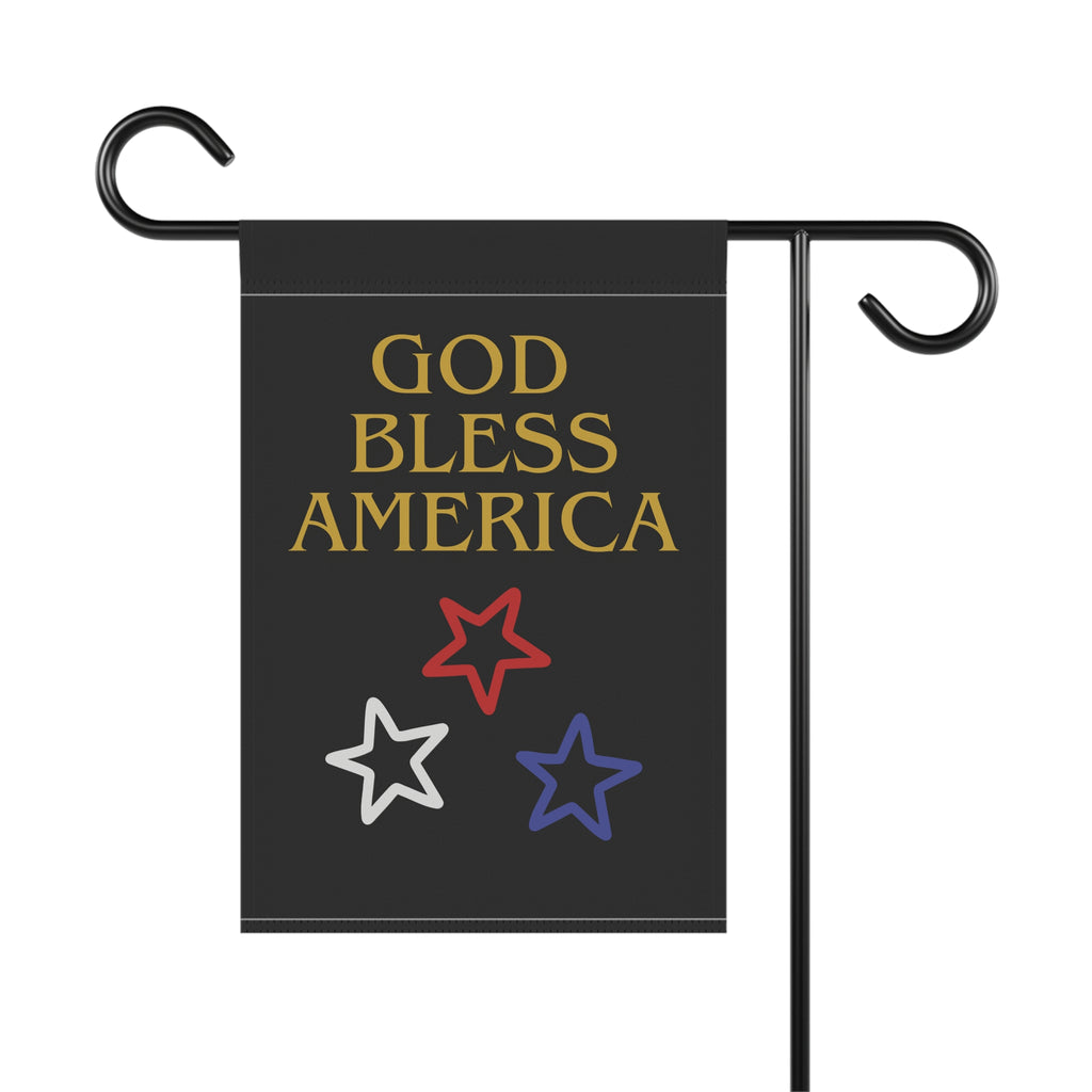 God Bless America Garden Flag — Patriotic House Banner with Red White Blue Stars