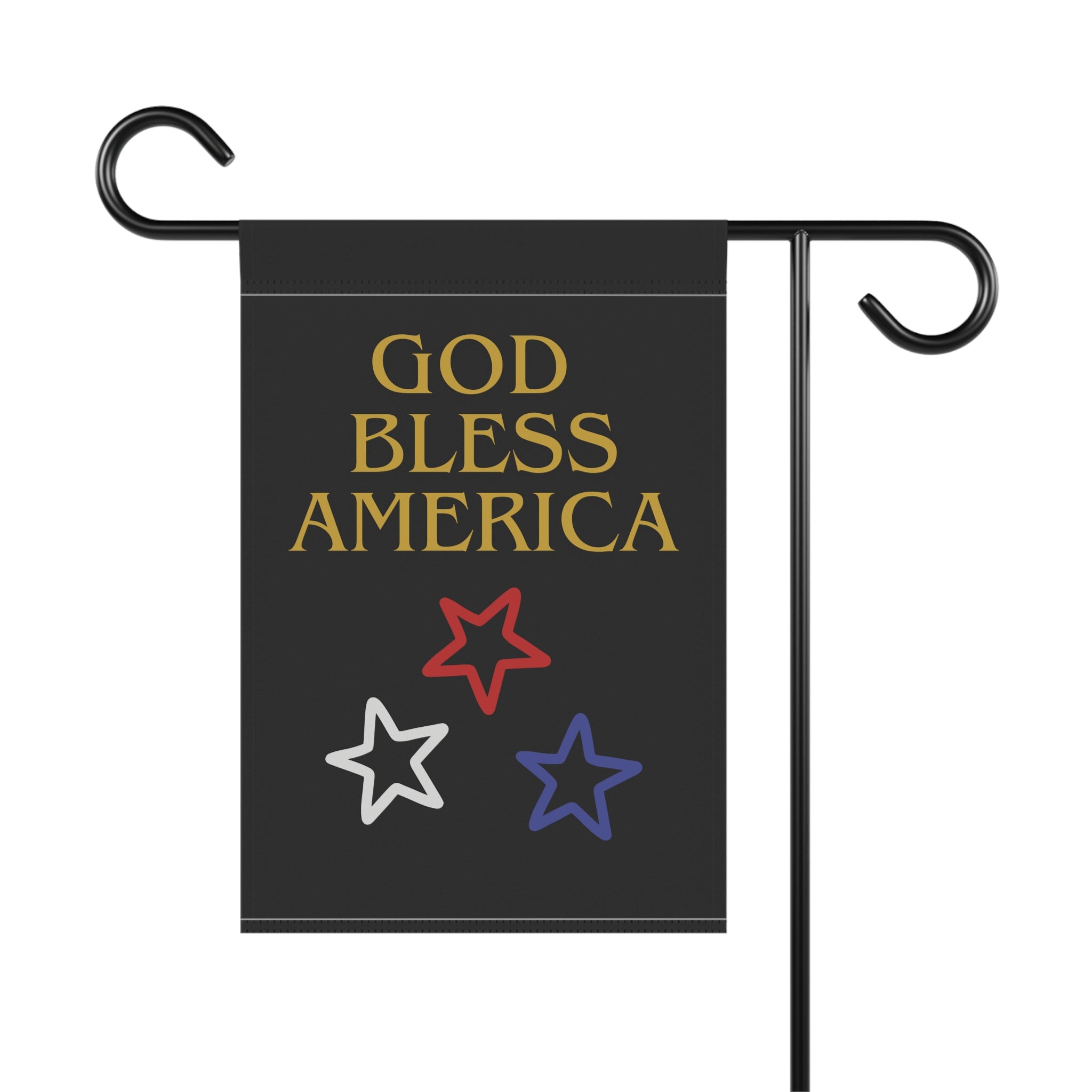 God Bless America Garden Flag — Patriotic House Banner with Red White Blue Stars