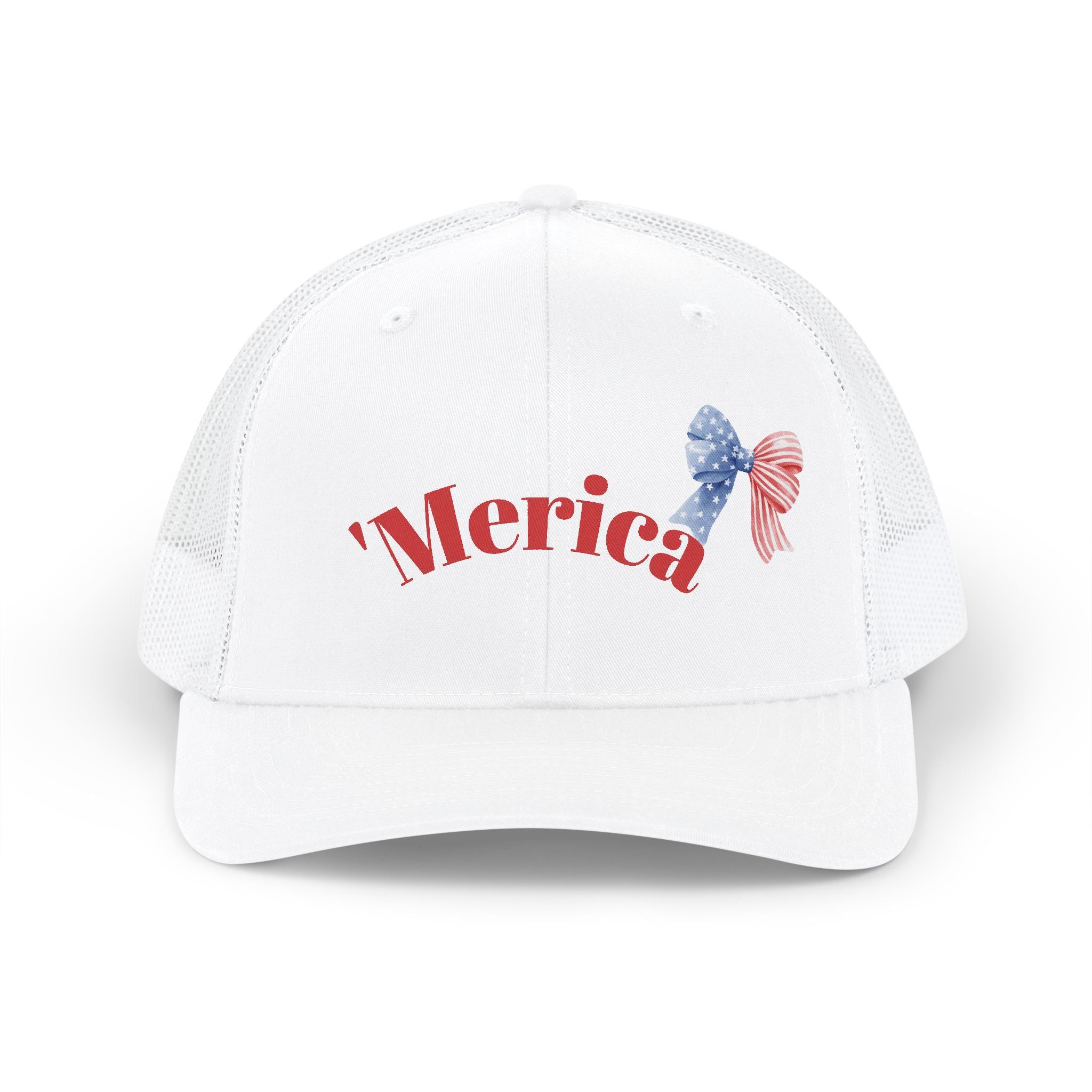 'Merica Patriotic Trucker Cap – American Flag Bow Snapback Hat for 4th of July
