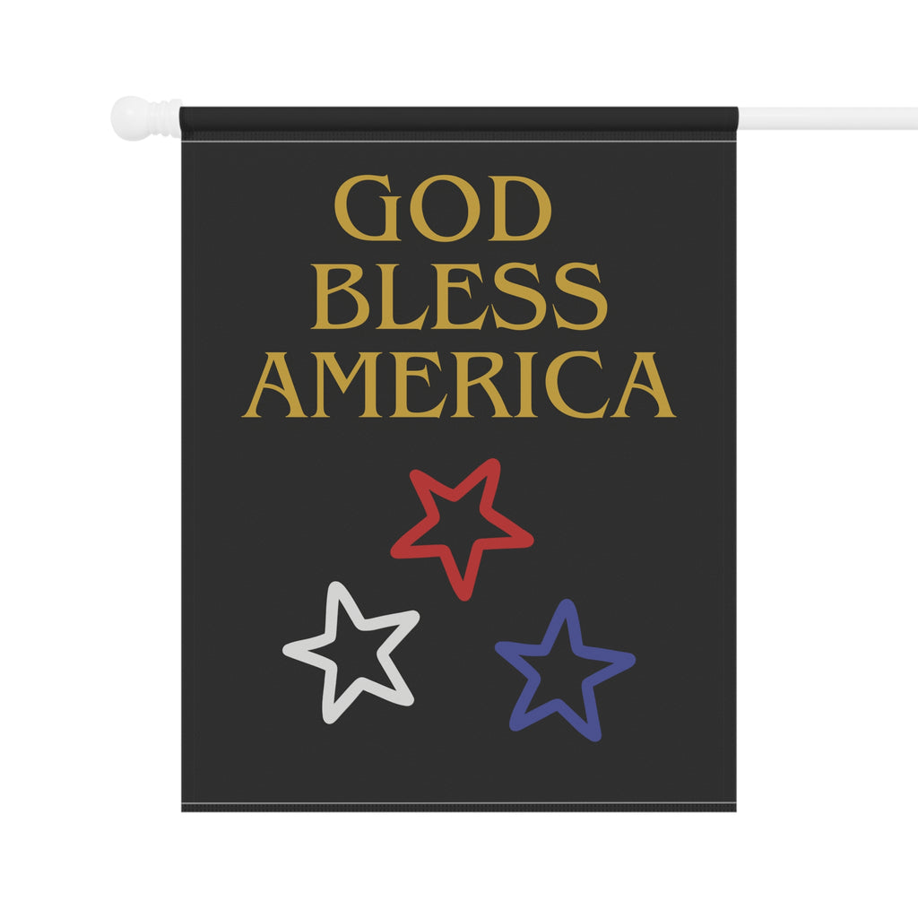 God Bless America Garden Flag — Patriotic House Banner with Red White Blue Stars