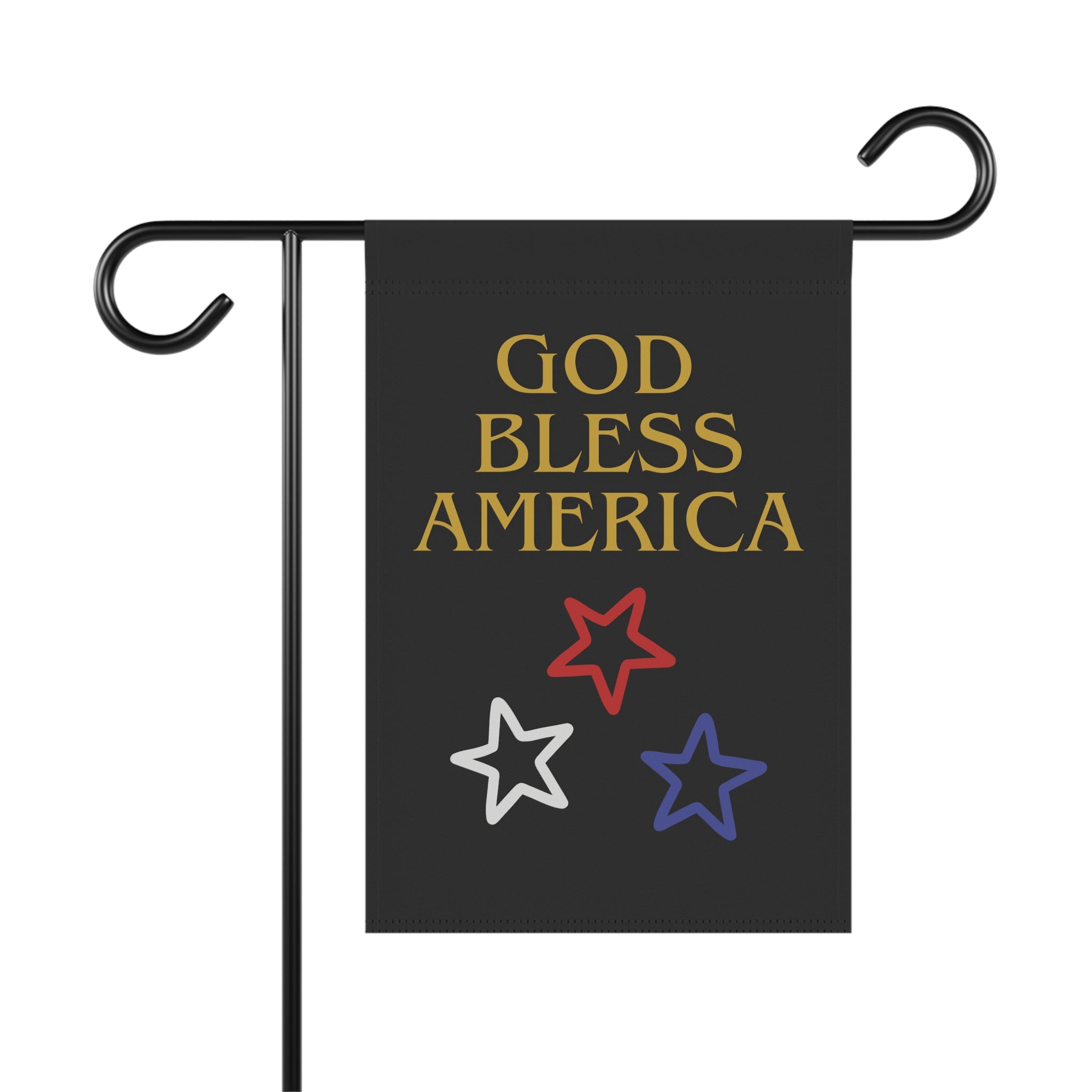 God Bless America Garden Flag — Patriotic House Banner with Red White Blue Stars